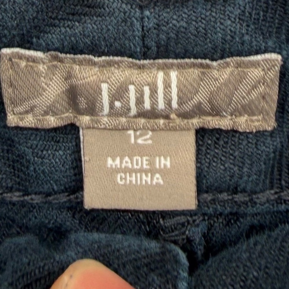 J. Jill Skirt Women 12 Navy Blue 100% Linen 5-Pocket Mini Straight Casual - Picture 3 of 10